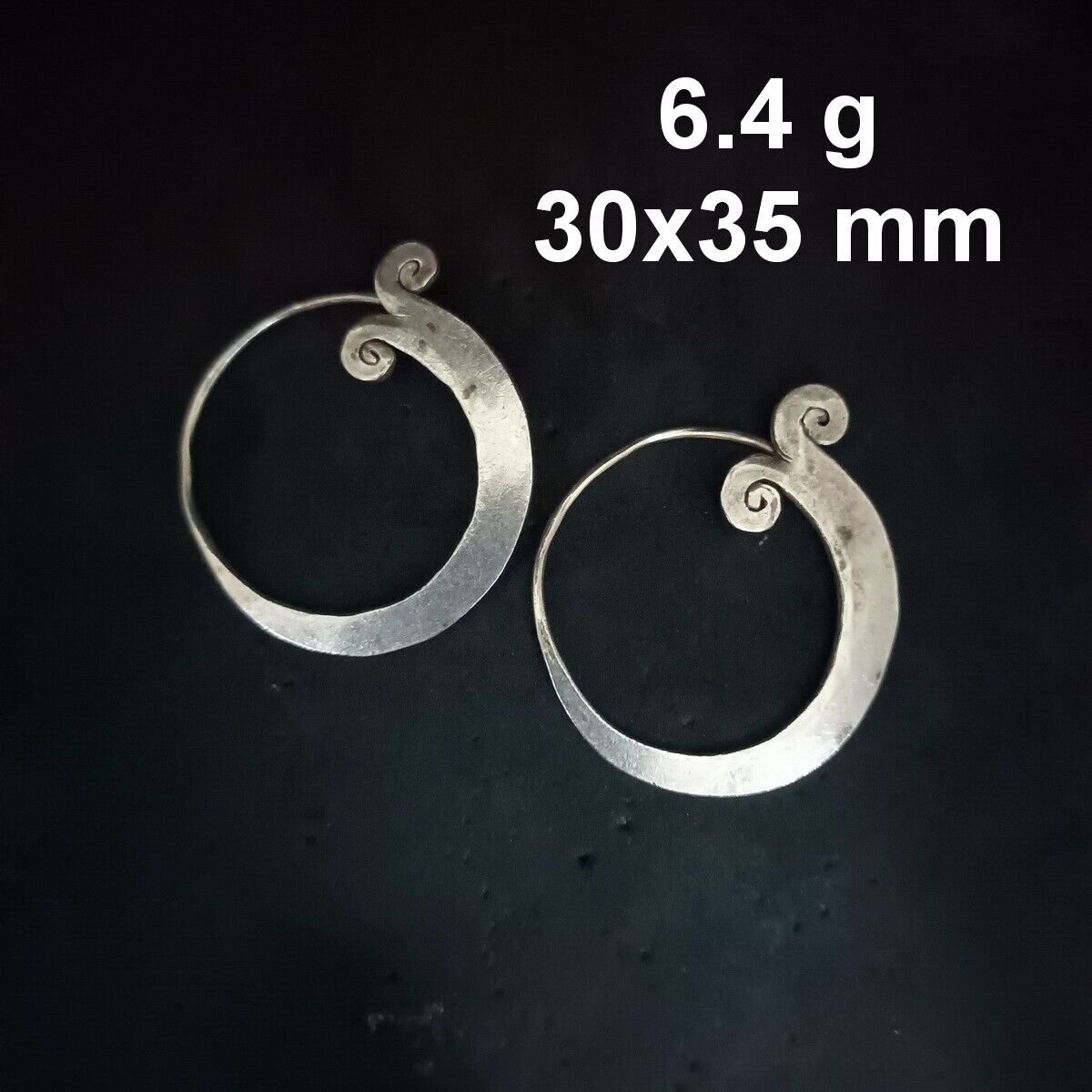 FINE SILVER EARRINGS CRAFT VINTAGE WOMEN DANGLES 6g REFINED HOOP #RE147
