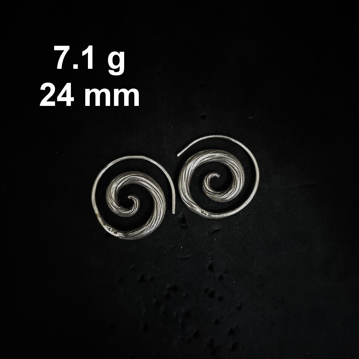 FINE SILVER EARRINGS CRAFT VINTAGE DANGLES 7g SPIRAL Engraved PATTERN #RE208