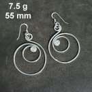 FINE SILVER EARRINGS CRAFT VINTAGE WOMEN DANGLES 7g BIG FANTASY ROUND #RE117