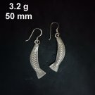 FINE SILVER EARRINGS CRAFT VINTAGE DANGLES 3g Unique Fish Shaped charms #RE165