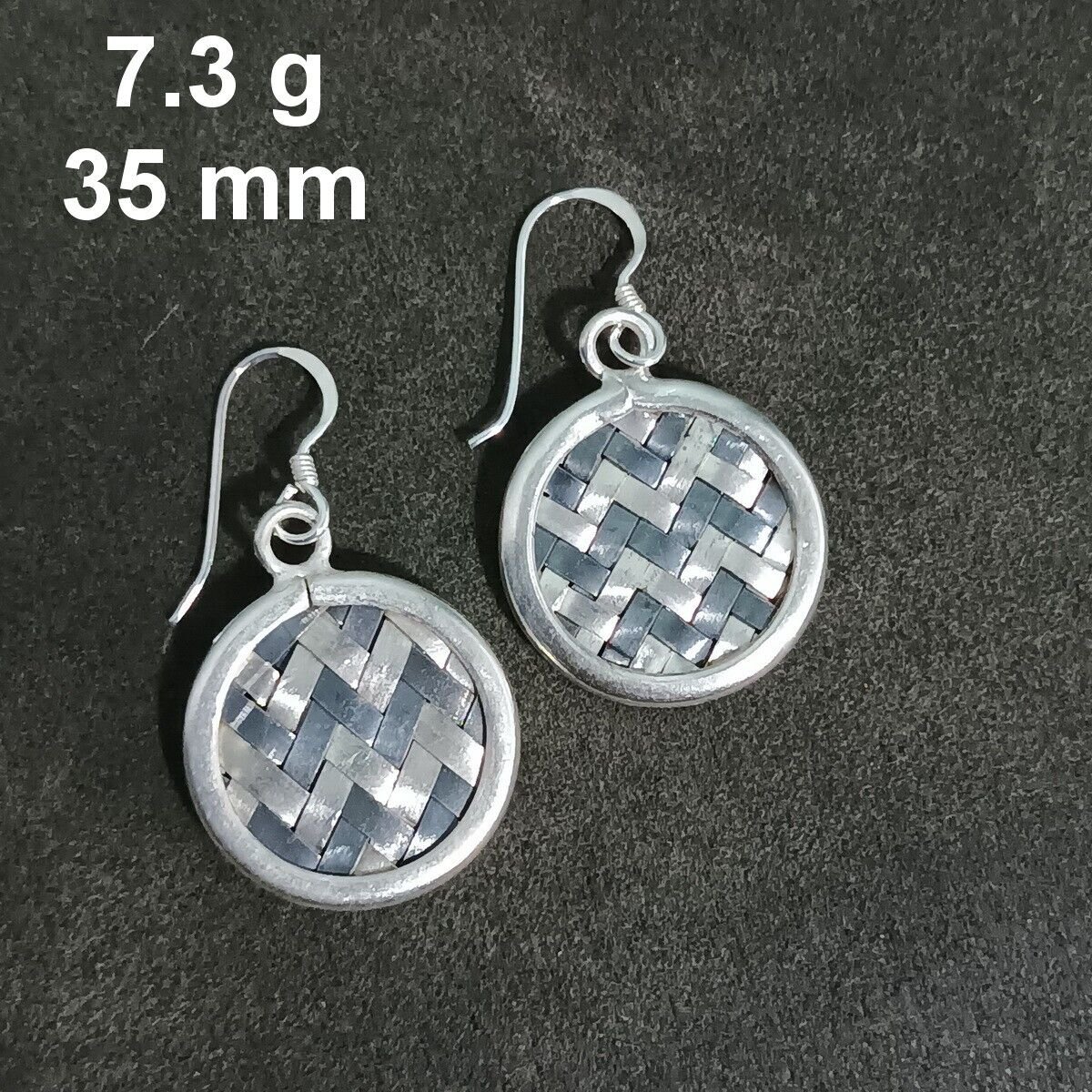 FINE SILVER EARRINGS CRAFT VINTAGE WOMEN DANGLES 7g TWO TONE WELLE #RE114