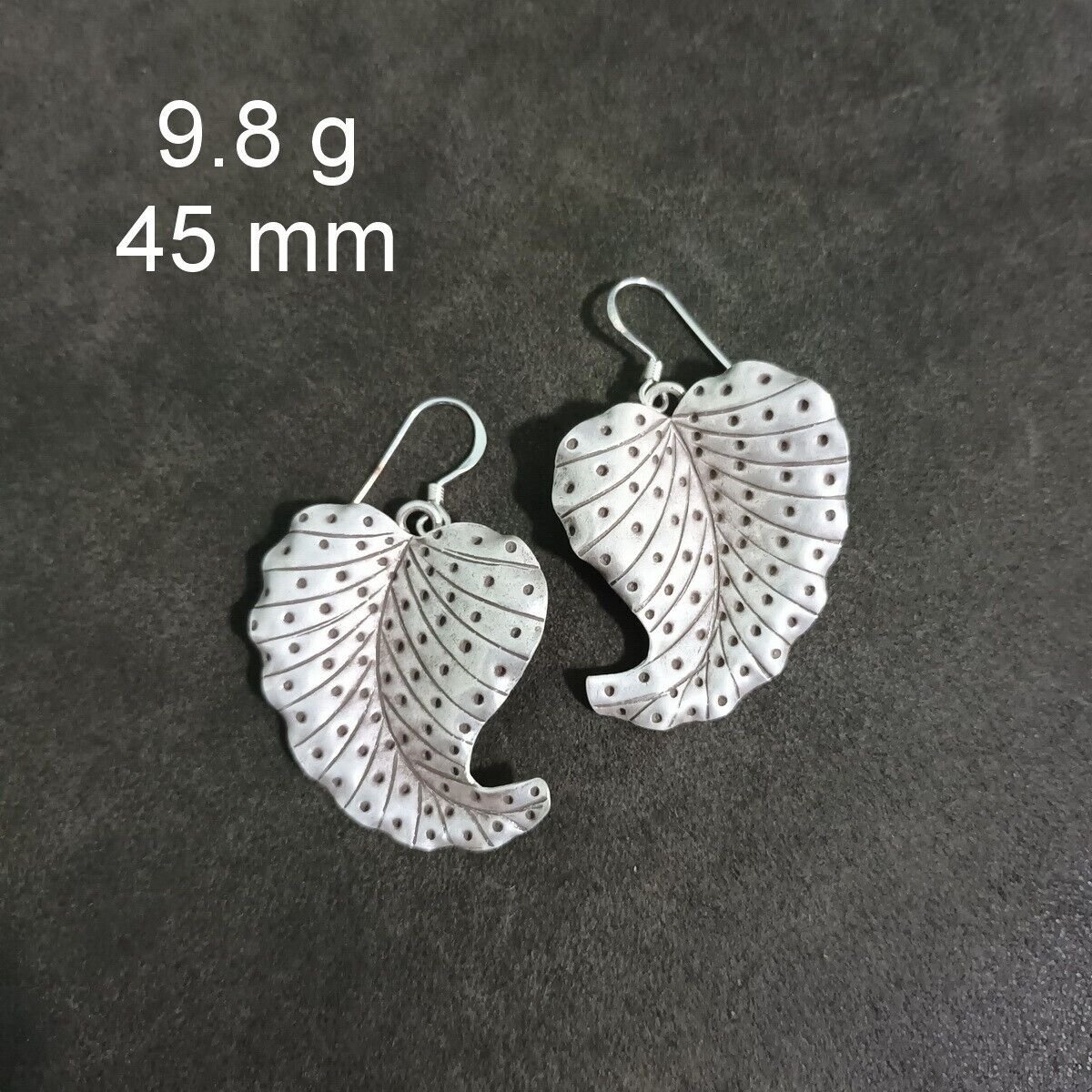 FINE SILVER EARRINGS CRAFT VINTAGE DANGLES 9g Art Deco artisan leaf #RE225