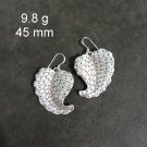 FINE SILVER EARRINGS CRAFT VINTAGE DANGLES 9g Art Deco artisan leaf #RE225