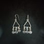 FINE SILVER EARRINGS CRAFT VINTAGE DANGLES 7g Geometric FILIGREE CHARMS #RE190