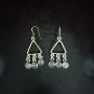 FINE SILVER EARRINGS CRAFT VINTAGE DANGLES 7g Geometric FILIGREE CHARMS #RE190