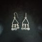 FINE SILVER EARRINGS CRAFT VINTAGE DANGLES 7g Geometric FILIGREE CHARMS #RE190