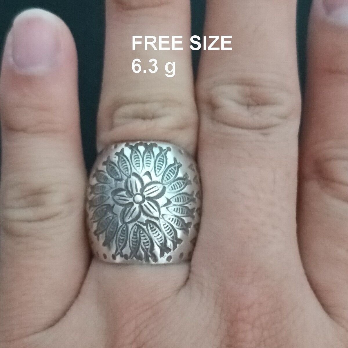 FINE SOLID SILVER RING ADJUSTABLE SIZE VINTAGE 6g HAPPY FISH #RR006