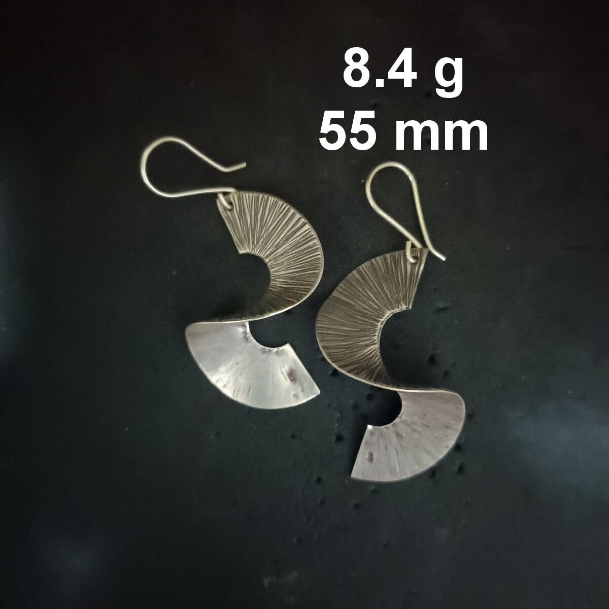 FINE SILVER EARRINGS CRAFT VINTAGE DANGLES 8g Glistening Shadows Time #RE291