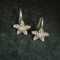 FINE SILVER EARRINGS CRAFT VINTAGE DANGLES 3g Abstract STARFISH HOOK #RE194