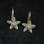 FINE SILVER EARRINGS CRAFT VINTAGE DANGLES 3g Abstract STARFISH HOOK #RE194