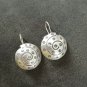 FINE SILVER EARRINGS CRAFT VINTAGE WOMEN DANGLES 7g EMBOSSED ROUND #REE90