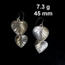 FINE SILVER EARRINGS CRAFT VINTAGE DANGLES 7g Craftsmanship DOUBLE LEAF #RE204