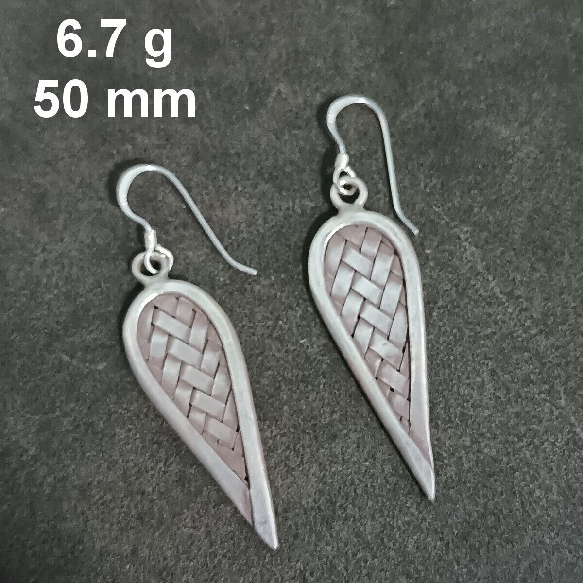 FINE SILVER EARRINGS CRAFT VINTAGE WOMEN DANGLES 6g WELLE DOWN CHARMS #RE120