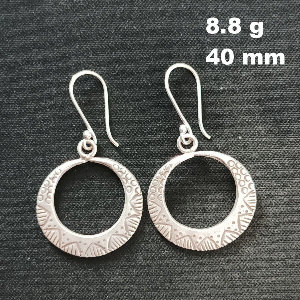 FINE SILVER EARRINGS CRAFT VINTAGE WOMEN DANGLES 8g HOOP CHARMS #REE67