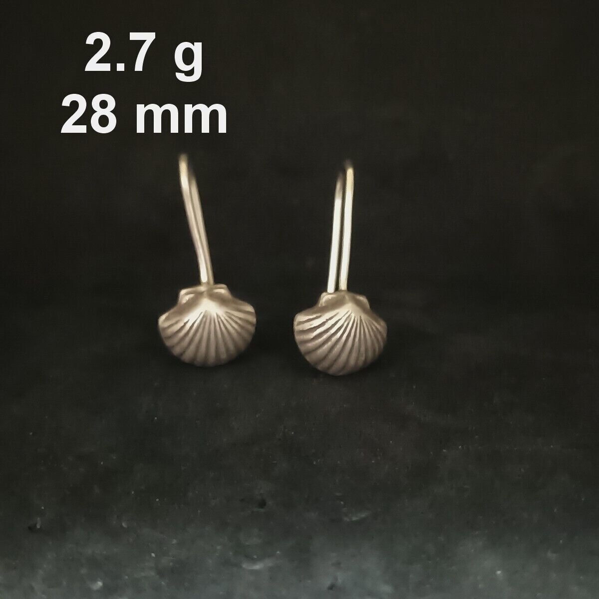 FINE SILVER EARRINGS CRAFT VINTAGE DANGLES 2g UNIQUE MINI SHELL HOOK #RE196