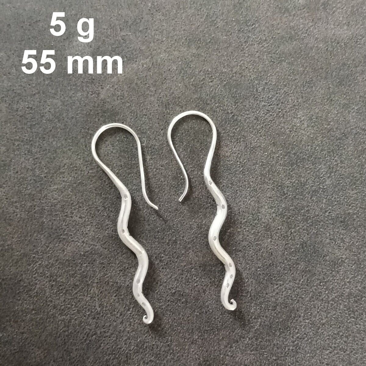 FINE SILVER EARRINGS CRAFT VINTAGE WOMEN DANGLES 5g SERRATED STICK #REE95