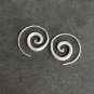 FINE SILVER EARRINGS CRAFT VINTAGE WOMEN DANGLES 4g SIMPLE SPIRAL #RE105