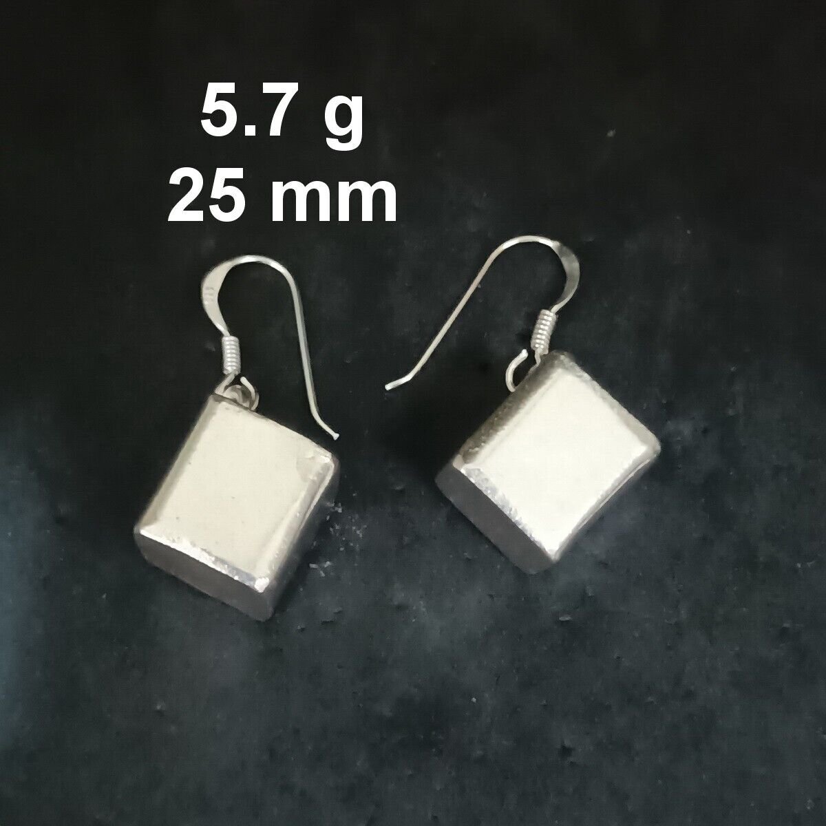 FINE SILVER EARRINGS CRAFT VINTAGE WOMEN DANGLES 5g CLASSIC CUBE #RE137