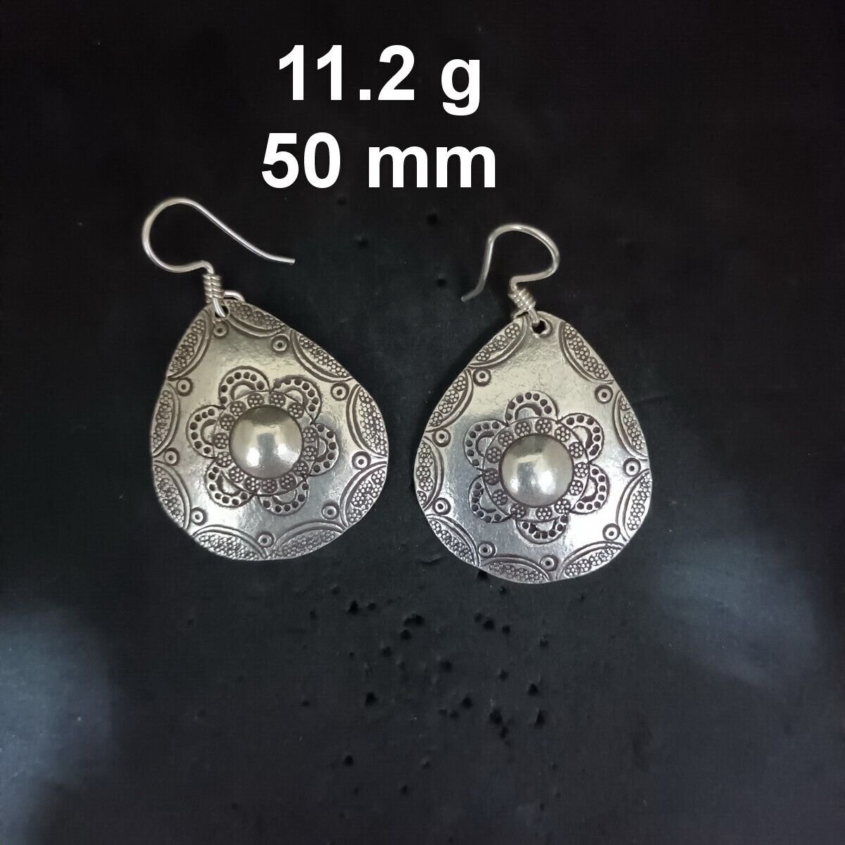 FINE SILVER EARRINGS CRAFT VINTAGE DANGLES 11g Chic Crescent #RE282