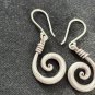 FINE SILVER EARRINGS CRAFT VINTAGE WOMEN DANGLES 7g FILIGREE HOOK CHARMS #REE64
