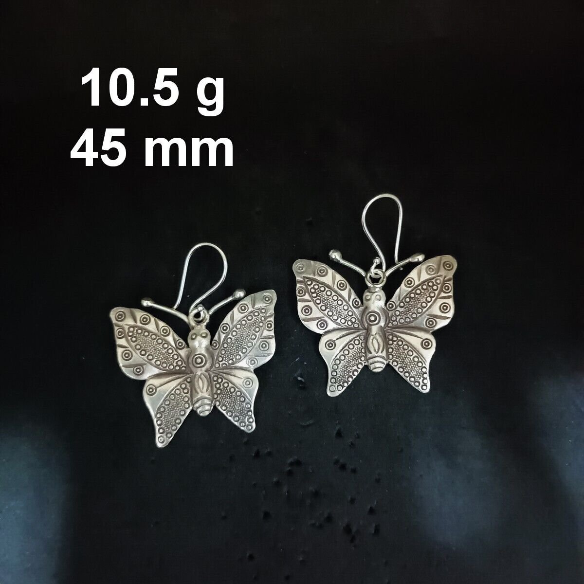 FINE SILVER EARRINGS CRAFT VINTAGE DANGLES 10g Nature-Inspired butterfly #RE261