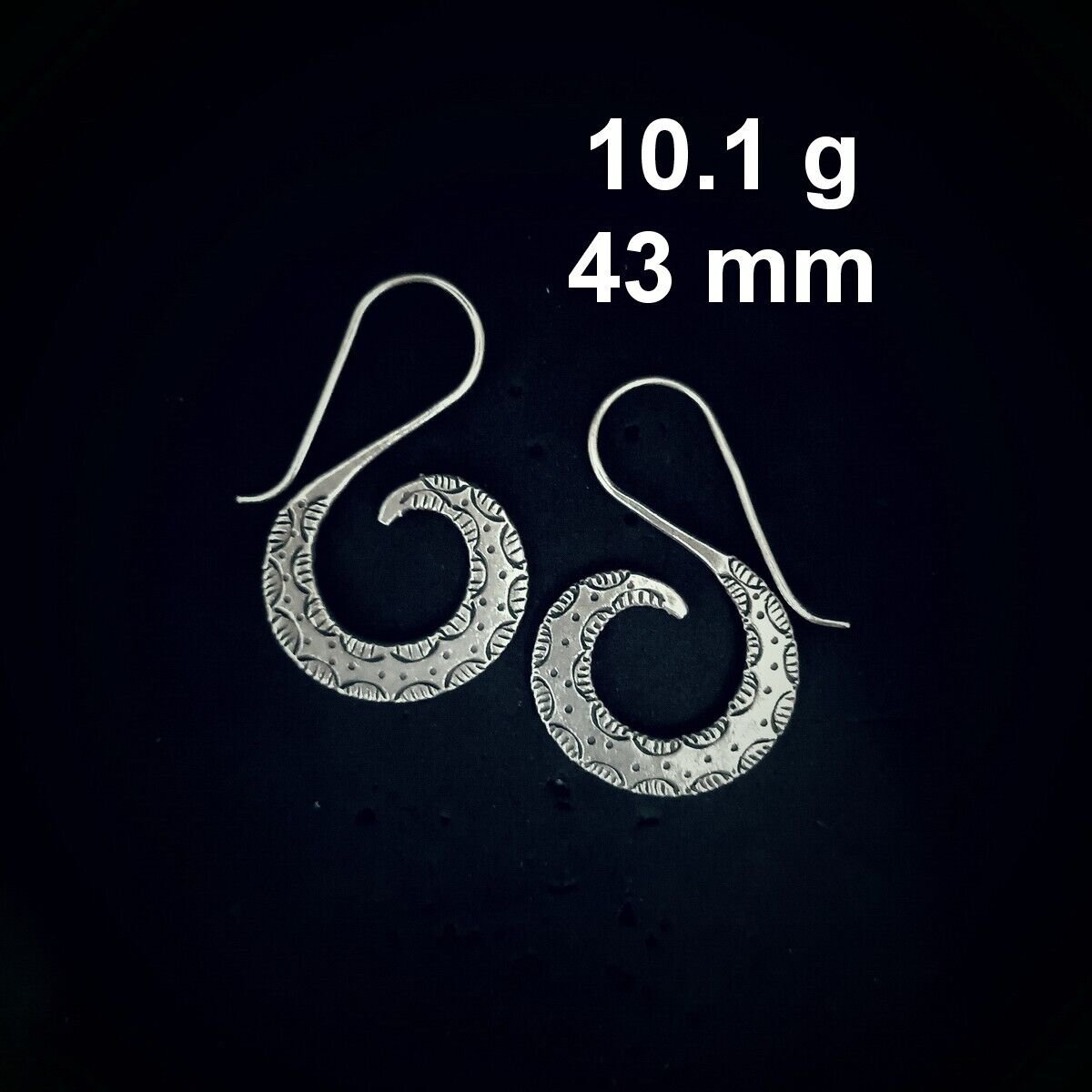 FINE SILVER EARRINGS CRAFT VINTAGE DANGLES 10g Mystical Meadows spiral #RE290