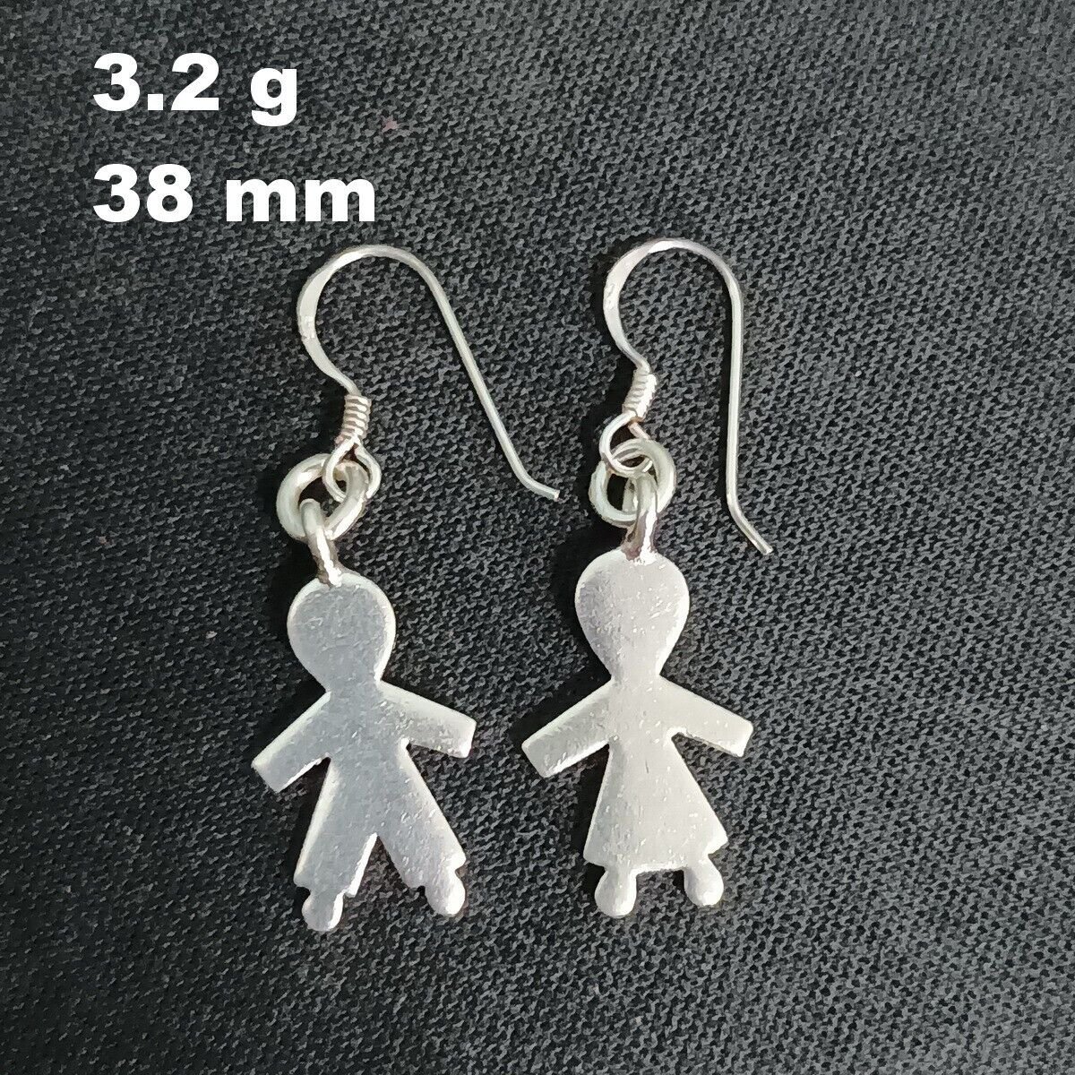 FINE SILVER EARRINGS NO STONE CRAFT VINTAGE DANGLES 3g BOY & GIRL DATING #RE075