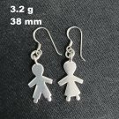 FINE SILVER EARRINGS NO STONE CRAFT VINTAGE DANGLES 3g BOY & GIRL DATING #RE075