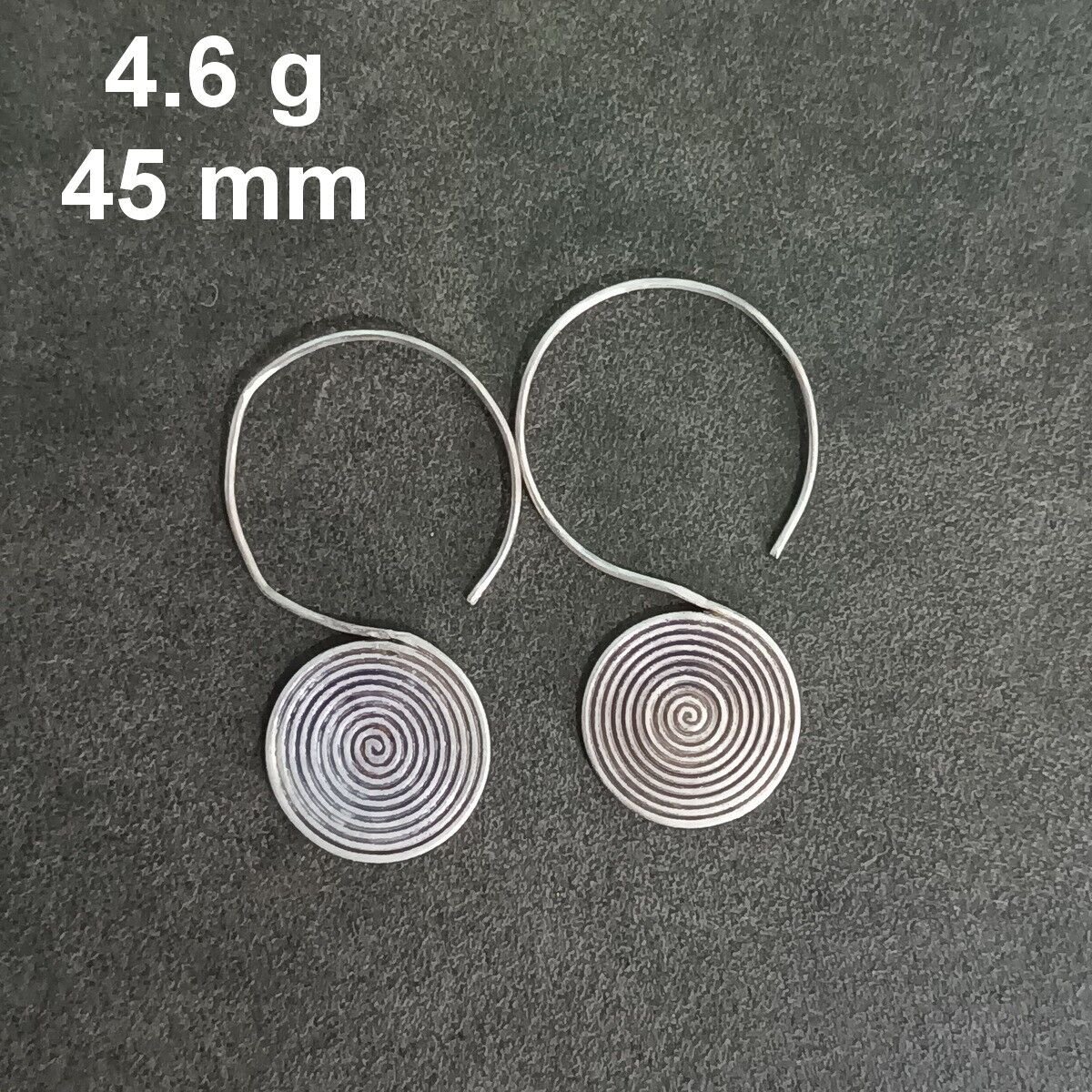 FINE SILVER EARRINGS CRAFT VINTAGE WOMEN DANGLES 4g FILIGREE SPIRAL HOOK  #RE104