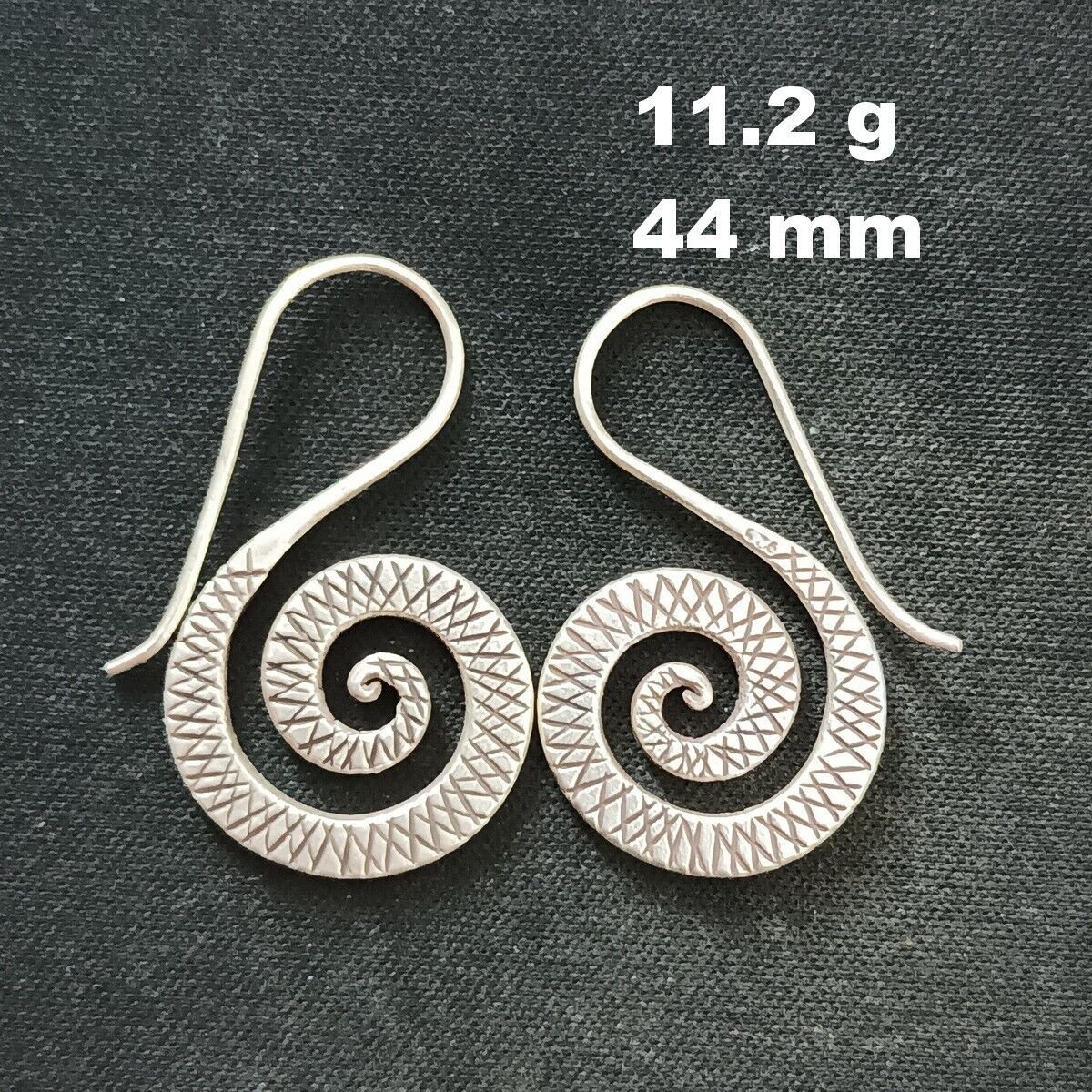 FINE SILVER EARRINGS CRAFT VINTAGE WOMEN DANGLES 11g FILIGREE GRID #REE63