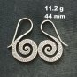 FINE SILVER EARRINGS CRAFT VINTAGE WOMEN DANGLES 11g FILIGREE GRID #REE63
