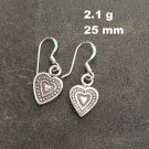 FINE SILVER EARRINGS NO STONE CRAFT VINTAGE DANGLES 2g MINI HEART #RE064