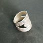 FINE SOLID SILVER RING ADJUSTABLE SIZE VINTAGE 8g CARVED TRANSPARENT #RR033