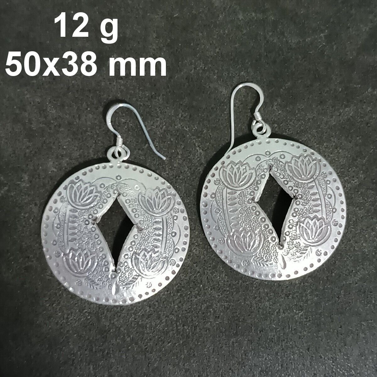FINE SILVER EARRINGS CRAFT VINTAGE WOMEN DANGLES 12g BIG ROUND CHARMS #RE122