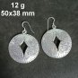 FINE SILVER EARRINGS CRAFT VINTAGE WOMEN DANGLES 12g BIG ROUND CHARMS #RE122