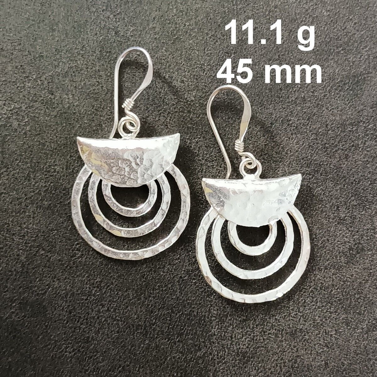 FINE SILVER EARRINGS CRAFT VINTAGE WOMEN DANGLES 11g RADIAL LINES #REE85