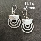 FINE SILVER EARRINGS CRAFT VINTAGE WOMEN DANGLES 11g RADIAL LINES #REE85