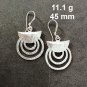 FINE SILVER EARRINGS CRAFT VINTAGE WOMEN DANGLES 11g RADIAL LINES #REE85