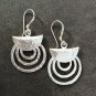FINE SILVER EARRINGS CRAFT VINTAGE WOMEN DANGLES 11g RADIAL LINES #REE85