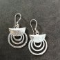 FINE SILVER EARRINGS CRAFT VINTAGE WOMEN DANGLES 11g RADIAL LINES #REE85