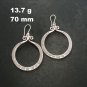 FINE SILVER EARRINGS CRAFT VINTAGE WOMEN DANGLES 13g CARVED HOOP CHARMS #REE78