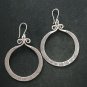 FINE SILVER EARRINGS CRAFT VINTAGE WOMEN DANGLES 13g CARVED HOOP CHARMS #REE78