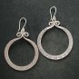 FINE SILVER EARRINGS CRAFT VINTAGE WOMEN DANGLES 13g CARVED HOOP CHARMS #REE78