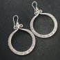 FINE SILVER EARRINGS CRAFT VINTAGE WOMEN DANGLES 13g CARVED HOOP CHARMS #REE78