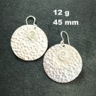 FINE SILVER EARRINGS CRAFT VINTAGE WOMEN DANGLES 12g SHINING HAMMERED #REE74