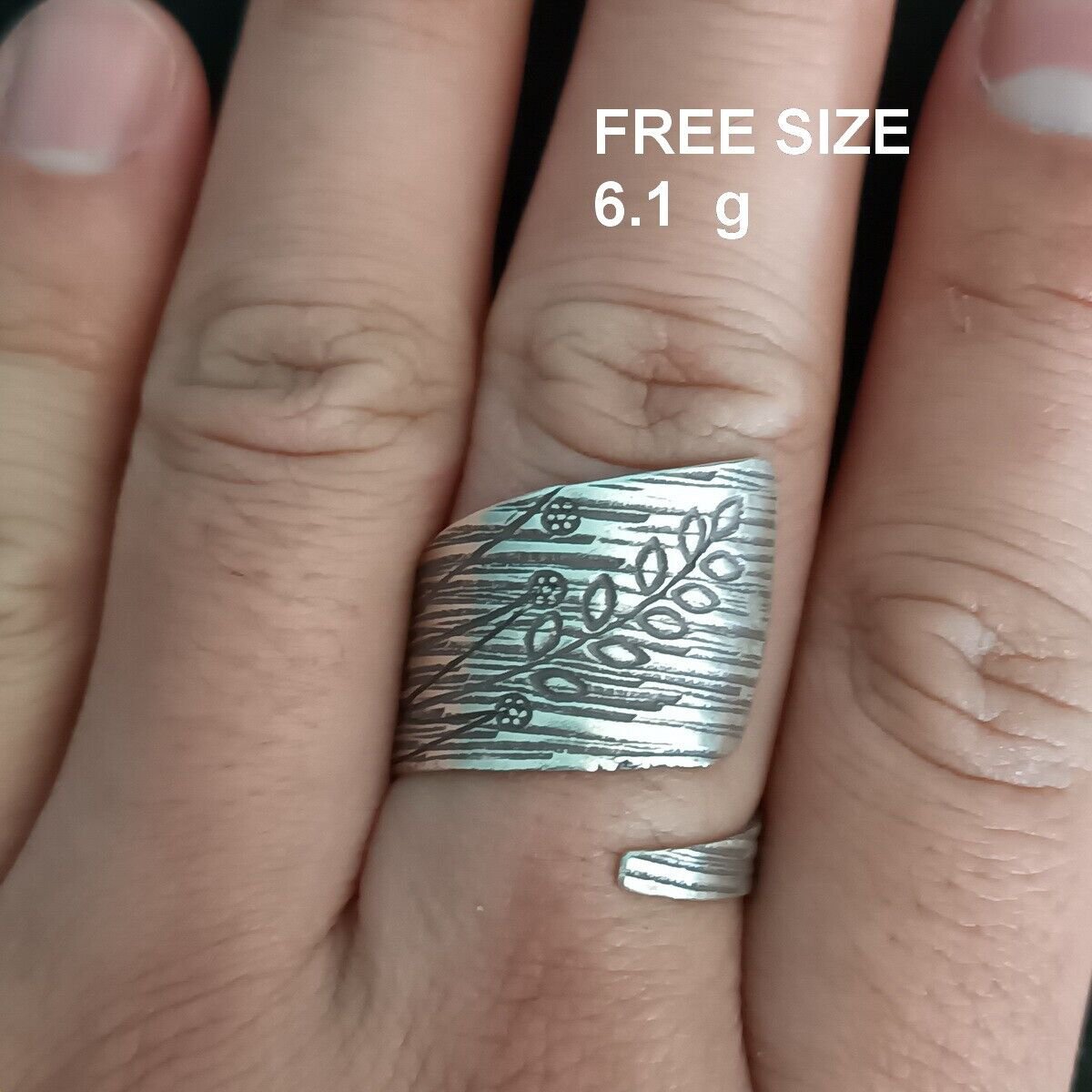 FINE SOLID SILVER RING ADJUSTABLE SIZE VINTAGE 6g ROLL OLIVE BAND #RR034
