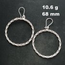 FINE SILVER EARRINGS CRAFT VINTAGE WOMEN DANGLES 10g ENGRAVED HOOP #REE73