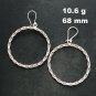FINE SILVER EARRINGS CRAFT VINTAGE WOMEN DANGLES 10g ENGRAVED HOOP #REE73