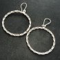 FINE SILVER EARRINGS CRAFT VINTAGE WOMEN DANGLES 10g ENGRAVED HOOP #REE73