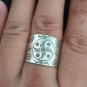 FINE SOLID SILVER RING ADJUSTABLE SIZE VINTAGE 6g SHURIKEN WHEEL #RR019